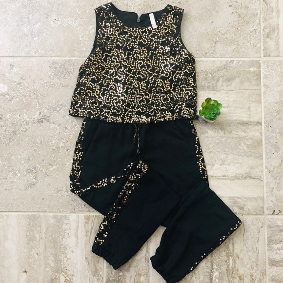 Xhilaration Other - Xhilaration Black Jumpsuit with Gold Sequins